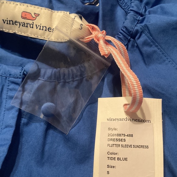Tide Blue Flutter Sleeve Sundress| 100% Cotton| Vineyard Vines |Sz S - Picture 10 of 10